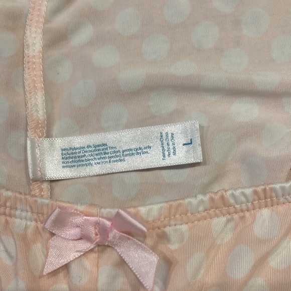 Betsey Johnson 2 Piece Pink White Polka Dot Silky Pajama Set Large - Picture 7 of 7